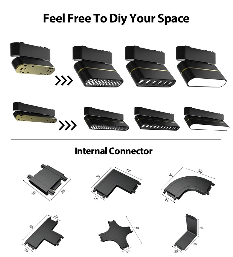 Manufacture Aluminum Accessories for Indoor Magnetic Track Lighting