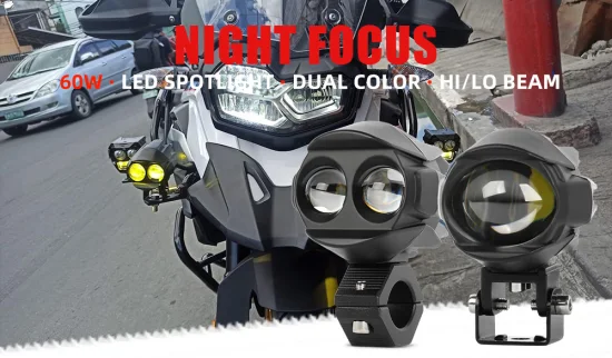 Acessórios do sistema de iluminação da motocicleta led luz auxiliar 3 Polegada projetor nevoeiro alto baixo feixe dupla cor mini luz condução